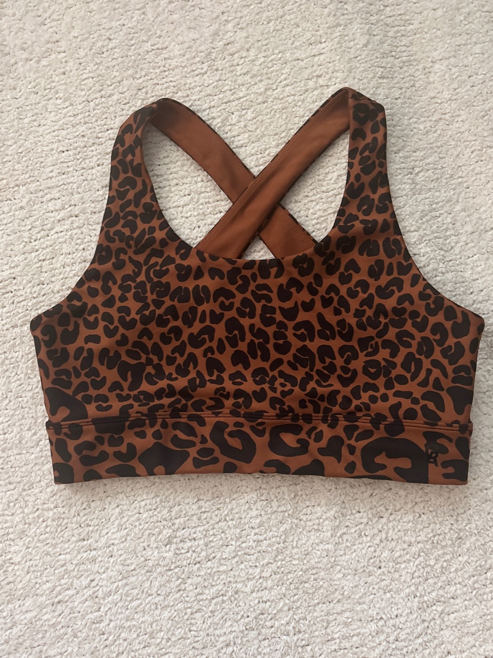 Good American Leopard Print Crossback Sports Bra